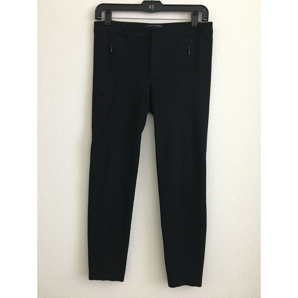 Vince Ponte Skinny Ankle Pants Women Size 6 Black Zip Pockets Stretch